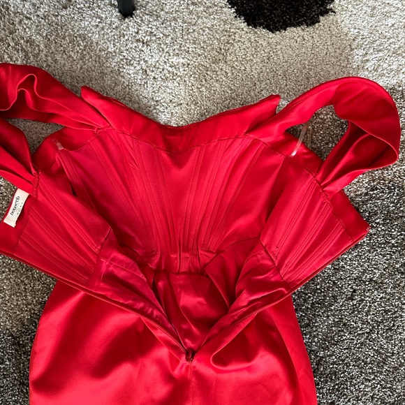 House of cb Loretta Off the Shoulder Satin Corset Dress - Picture 10 of 11